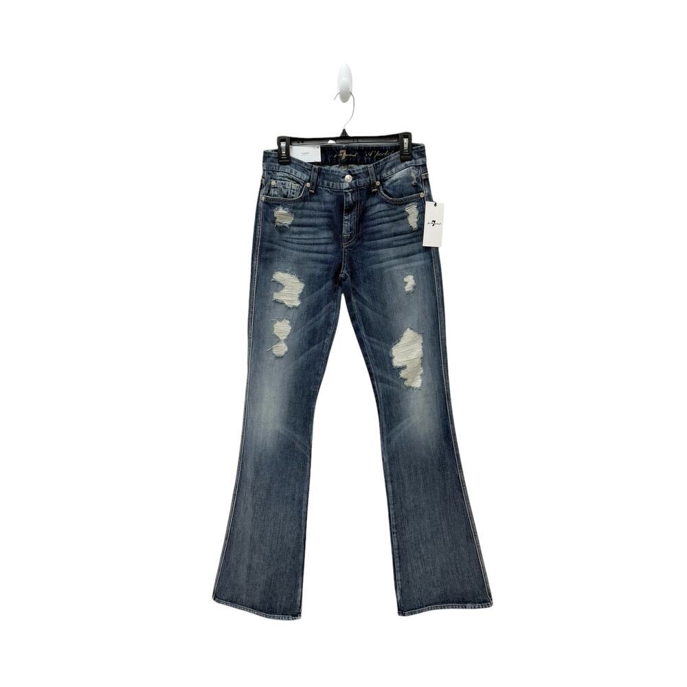 NWT 7‎ For All Mankind A Pocket Flare Distressed Jeans Women’s Size 28